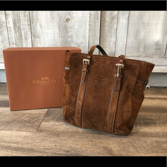 Coach Handbags - Coach Brown Suede Tote Bag